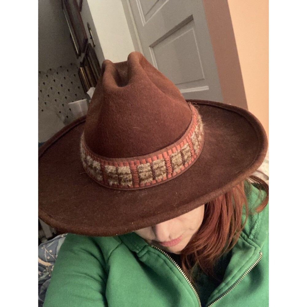 Vintage B By Bollman Brown Western Cowboy Hat Lightweight Felt WOOL Unisex OS